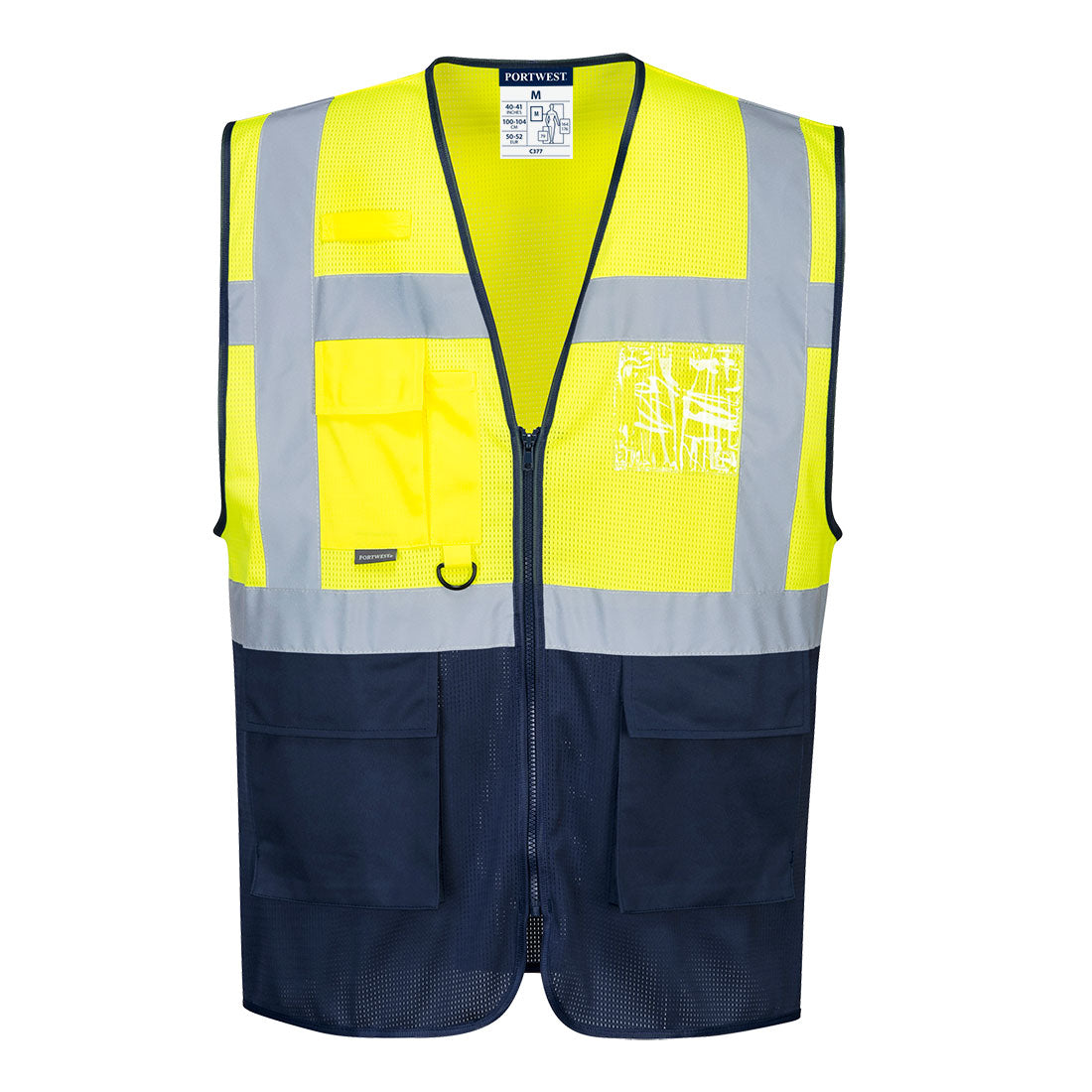 Portwest C377 Hi Vis Two Tone MeshAir Executive Vest 1#colour_yellow-navy
