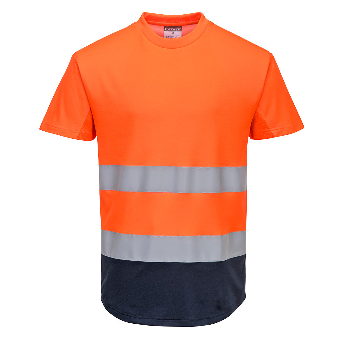 Portwest C395 Two-Tone Hi Vis Mesh T-Shirt 1#colour_orange-navy