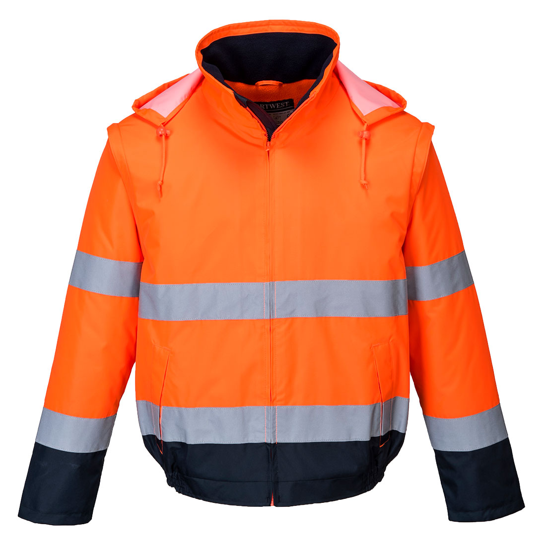 Portwest C464 Essential 2-in-1 Hi Vis Jacket 1#colour_orange-navy