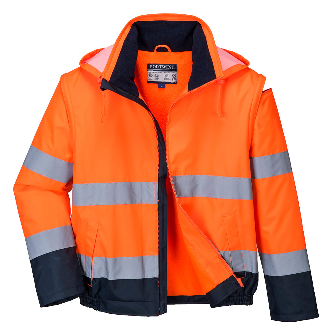 Portwest C464 Essential 2-in-1 Hi Vis Jacket 1#colour_orange-navy 2#colour_orange-navy