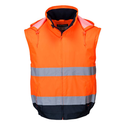 Portwest C464 Essential 2-in-1 Hi Vis Jacket 1#colour_orange-navy 2#colour_orange-navy 3#colour_orange-navy