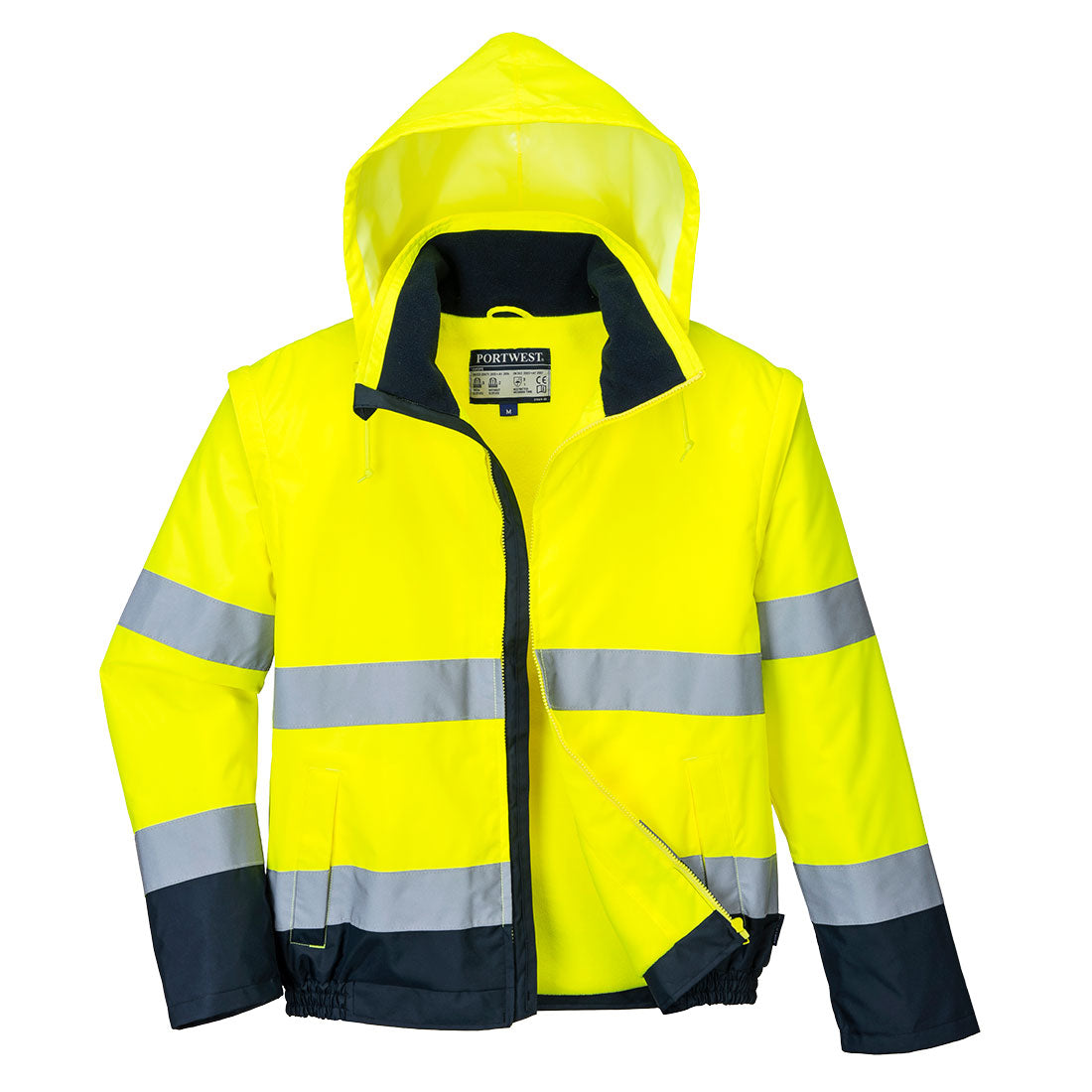 Portwest C464 Essential 2-in-1 Hi Vis Jacket 1#colour_yellow-navy 2#colour_yellow-navy
