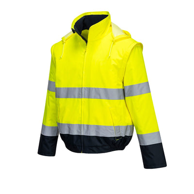 Portwest C464 Essential 2-in-1 Hi Vis Jacket 1#colour_yellow-navy 2#colour_yellow-navy 3#colour_yellow-navy