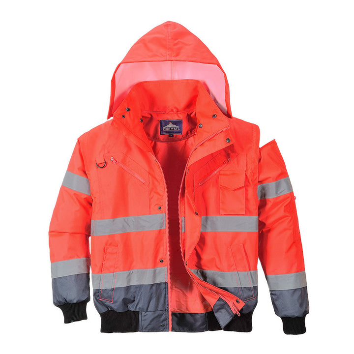 Portwest C465 Hi Vis Contrast Bomber Jacket 1#colour_red-navy 2#colour_red-navy