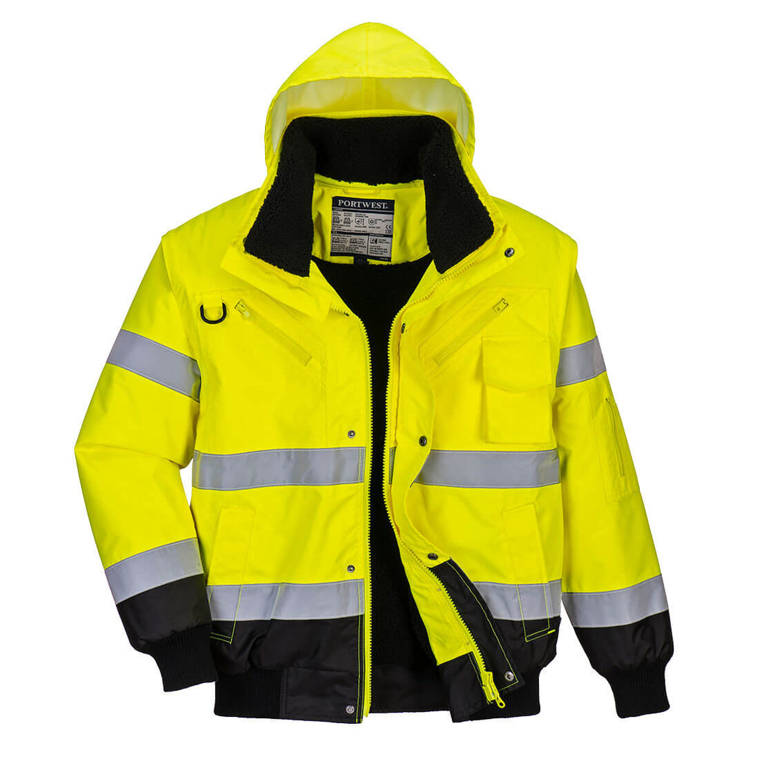 Portwest C465 Hi Vis Contrast Bomber Jacket 1#colour_yellow-black