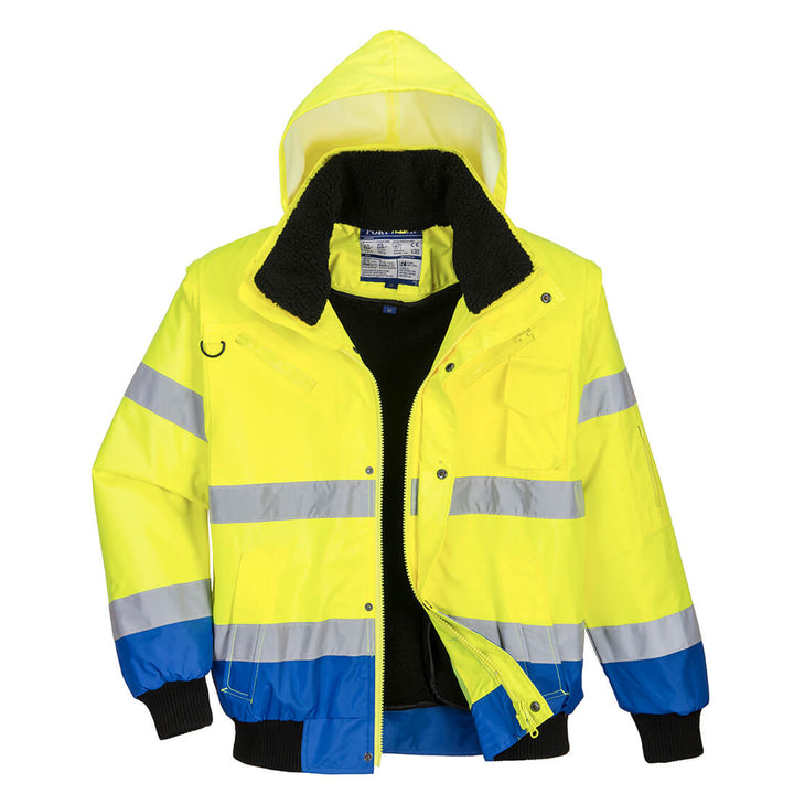 Portwest C465 Hi Vis Contrast Bomber Jacket 1#colour_yellow-royal