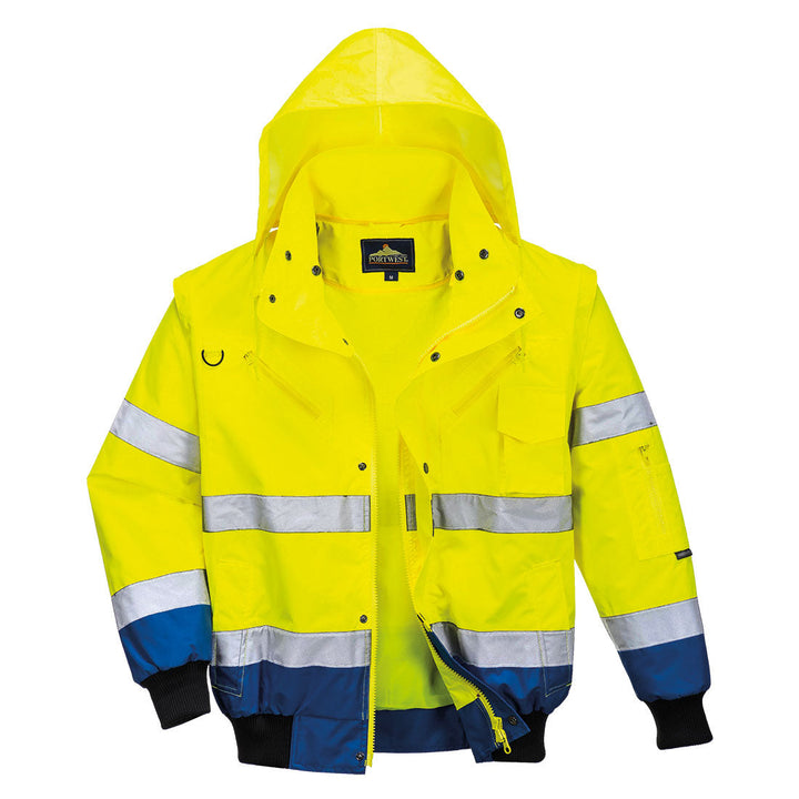 Portwest C465 Hi Vis Contrast Bomber Jacket 1#colour_yellow-royal 2#colour_yellow-royal