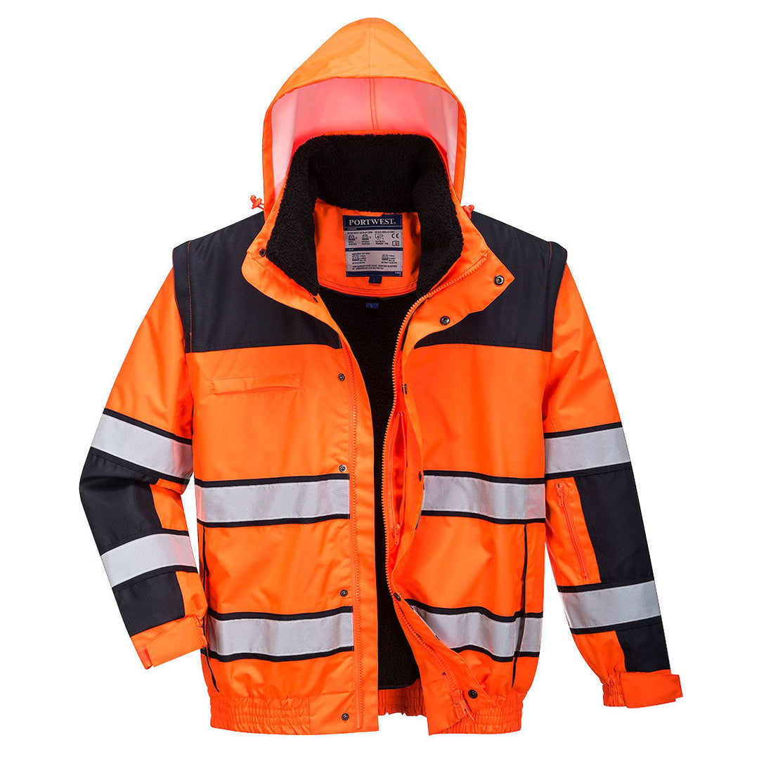 Portwest C466 Hi Vis Classic Bomber Jacket 1#colour_orange-black