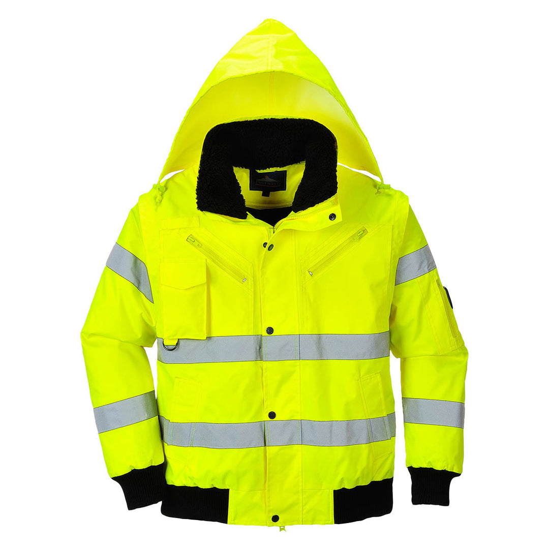 Portwest C467 Hi Vis 3-in-1 Bomber Jacket 1#colour_yellow 2#colour_yellow 3#colour_yellow