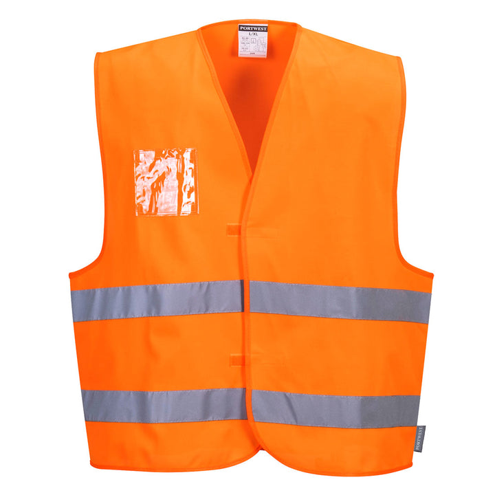 Portwest C475 Hi Vis Vest - Dual ID Holder 1#colour_orange