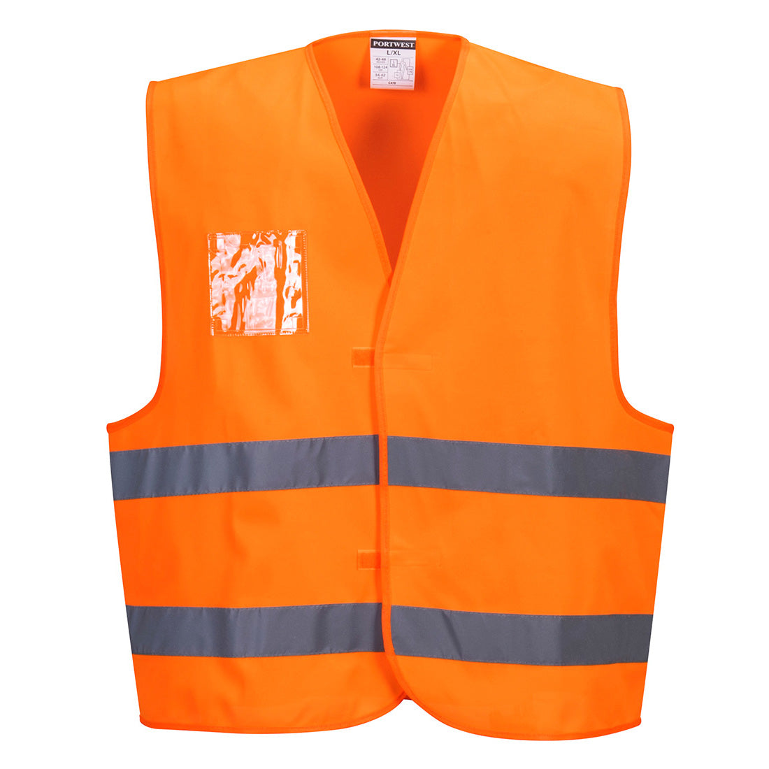 Portwest C475 Hi Vis Vest - Dual ID Holder 1#colour_orange 2#colour_orange 3#colour_orange