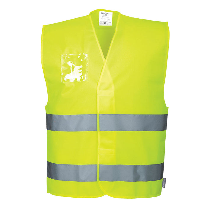 Portwest C475 Hi Vis Vest - Dual ID Holder 1#colour_yellow