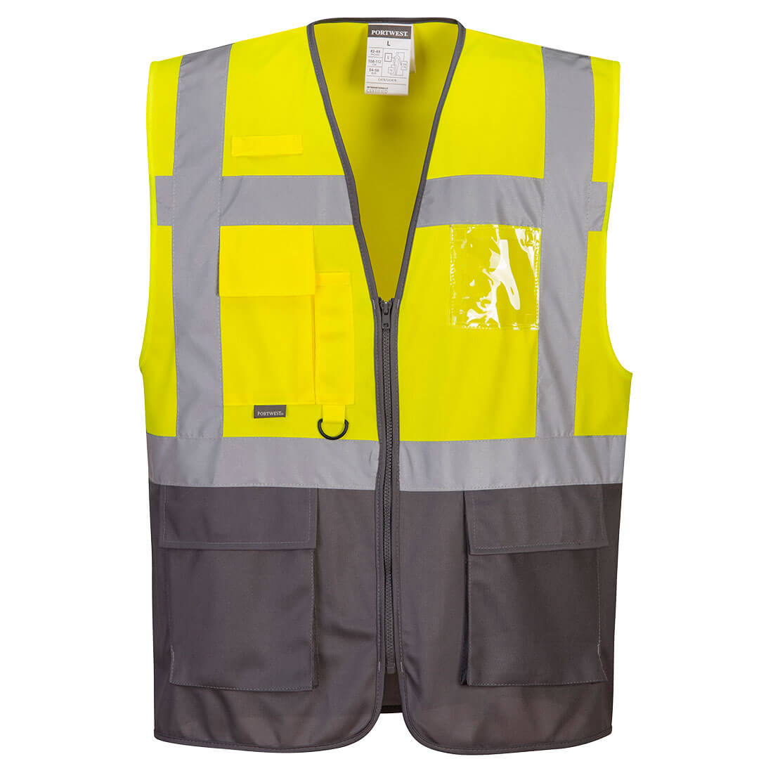 Portwest C476 Warsaw Executive Hi Vis Vest 1#colour_yellow-grey