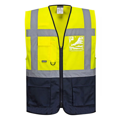 Portwest C476 Warsaw Executive Hi Vis Vest 1#colour_yellow-navy