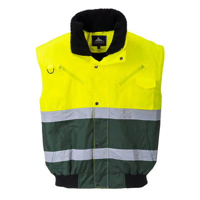 Portwest C565 X Hi Vis Bomber Jacket 1#colour_yellow-green 2#colour_yellow-green 3#colour_yellow-green