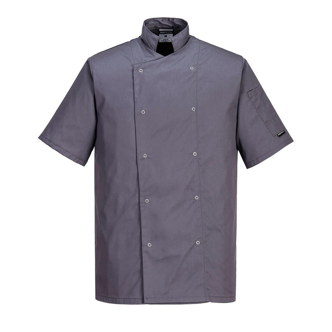 Portwest C733 Cumbria Chefs Jacket 1#colour_slate-grey