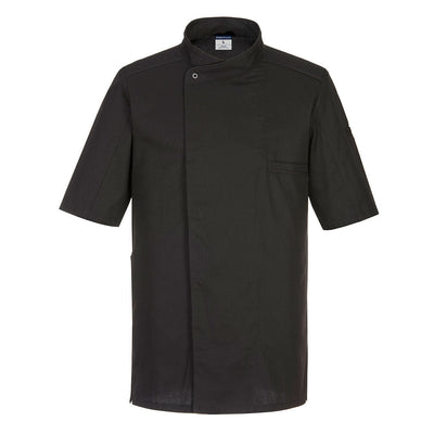 Portwest C735 Surrey Short Sleeve Chefs Jacket 1#colour_black