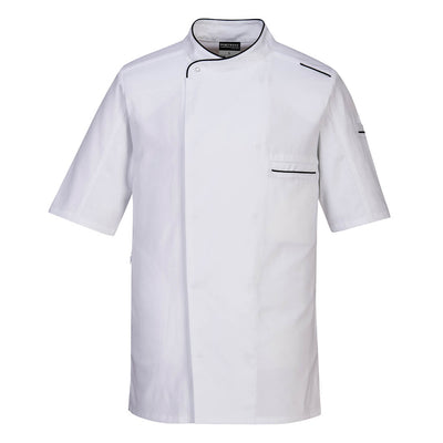 Portwest C735 Surrey Short Sleeve Chefs Jacket 1#colour_white
