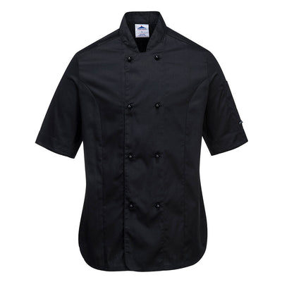 Portwest C737 Rachel Ladies Short Sleeve Chefs Jacket 1#colour_black