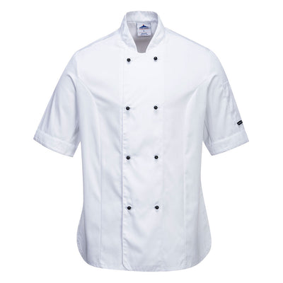 Portwest C737 Rachel Ladies Short Sleeve Chefs Jacket 1#colour_white