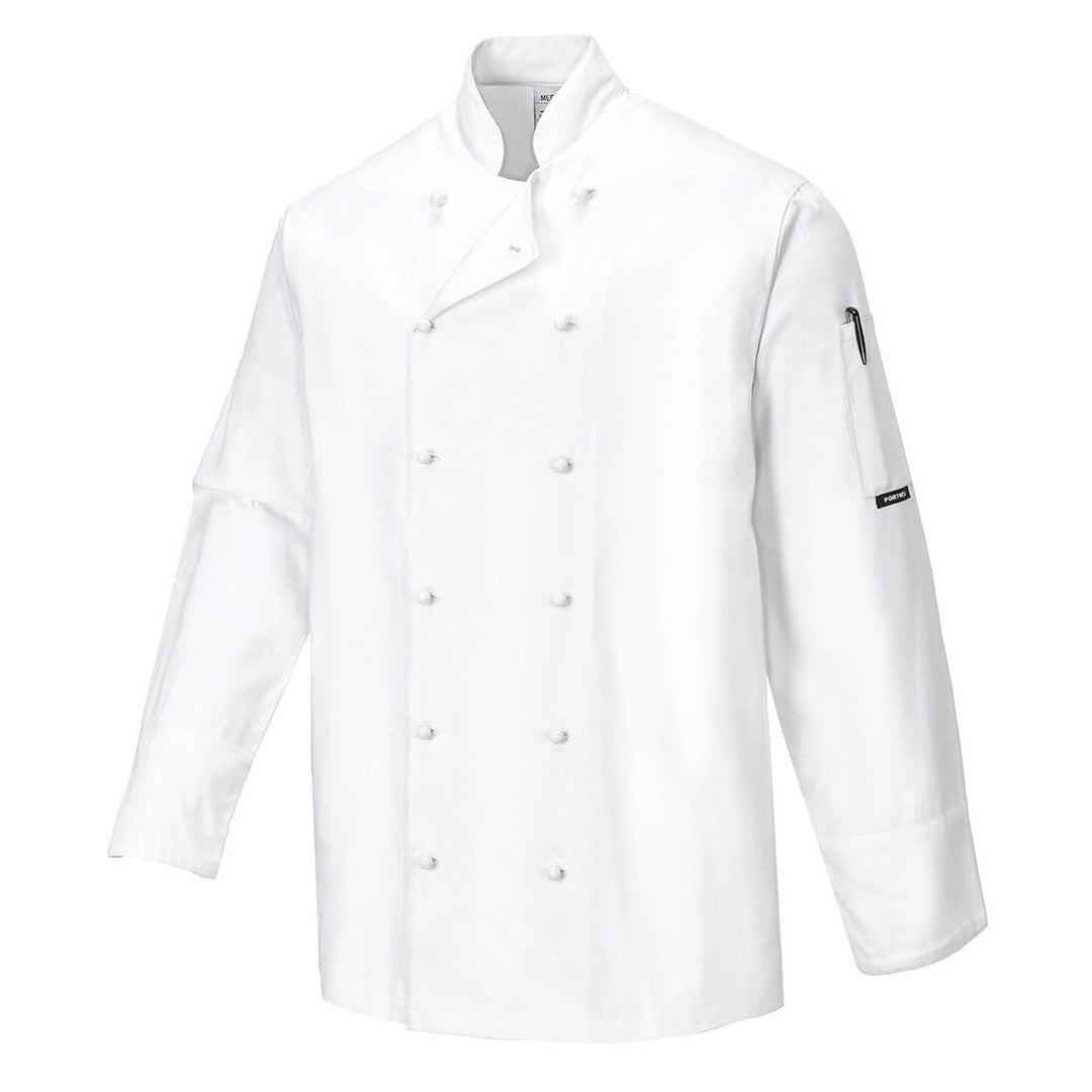 Portwest C771 Norwich Chefs Jacket White Image 2#colour_white