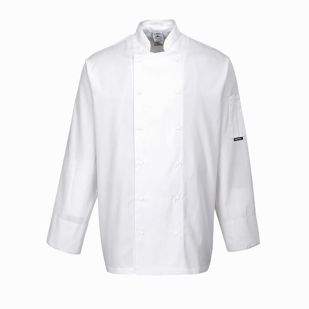 Portwest C773 Dundee Chefs Jacket 1#colour_white 2#colour_white 3#colour_white