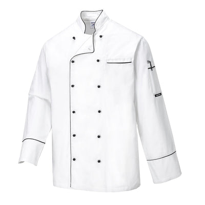 Portwest C775 Cambridge Chefs Jacket 1#colour_white 2#colour_white 3#colour_white