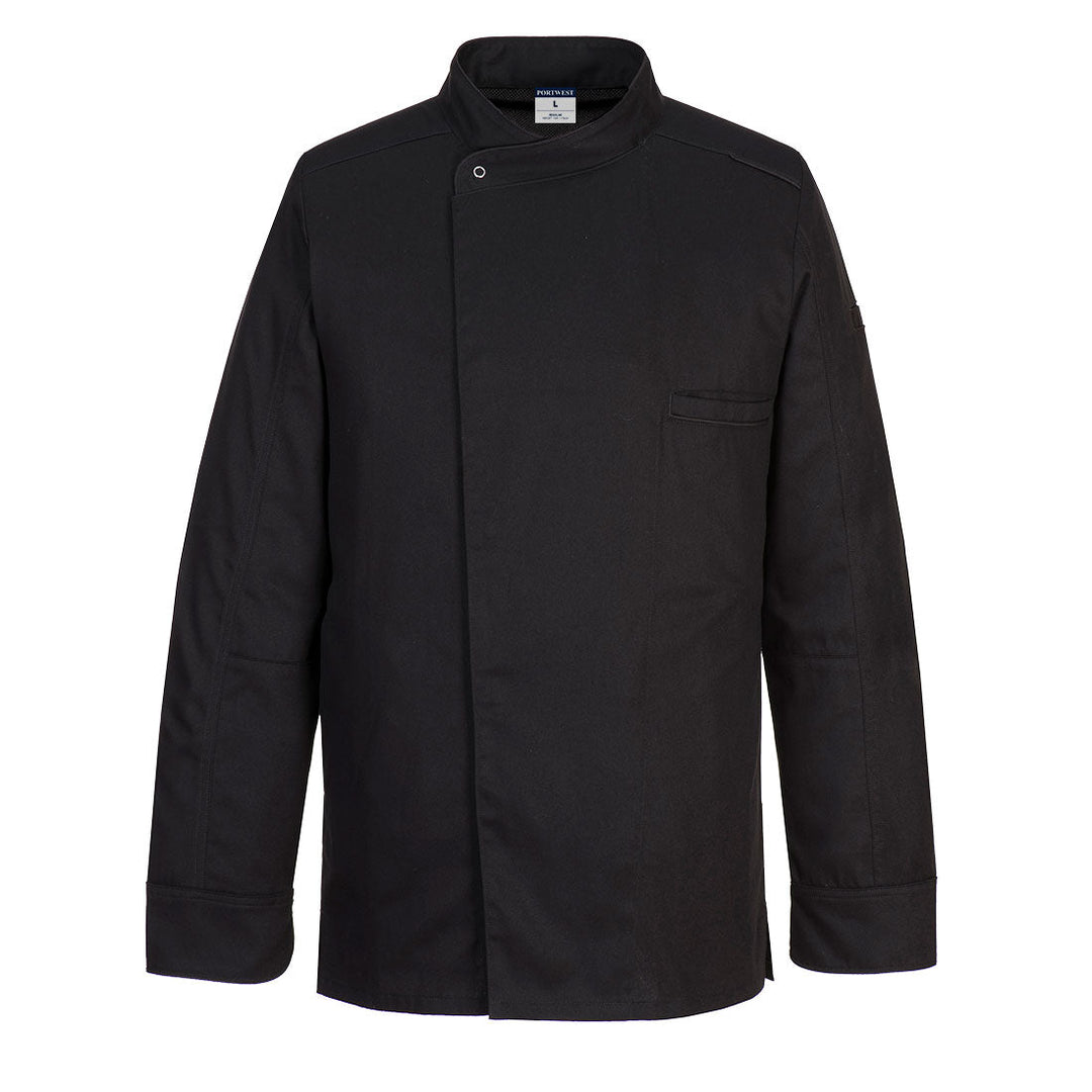 Portwest C835 Surrey Chefs Jacket Long Sleeve 1#colour_black