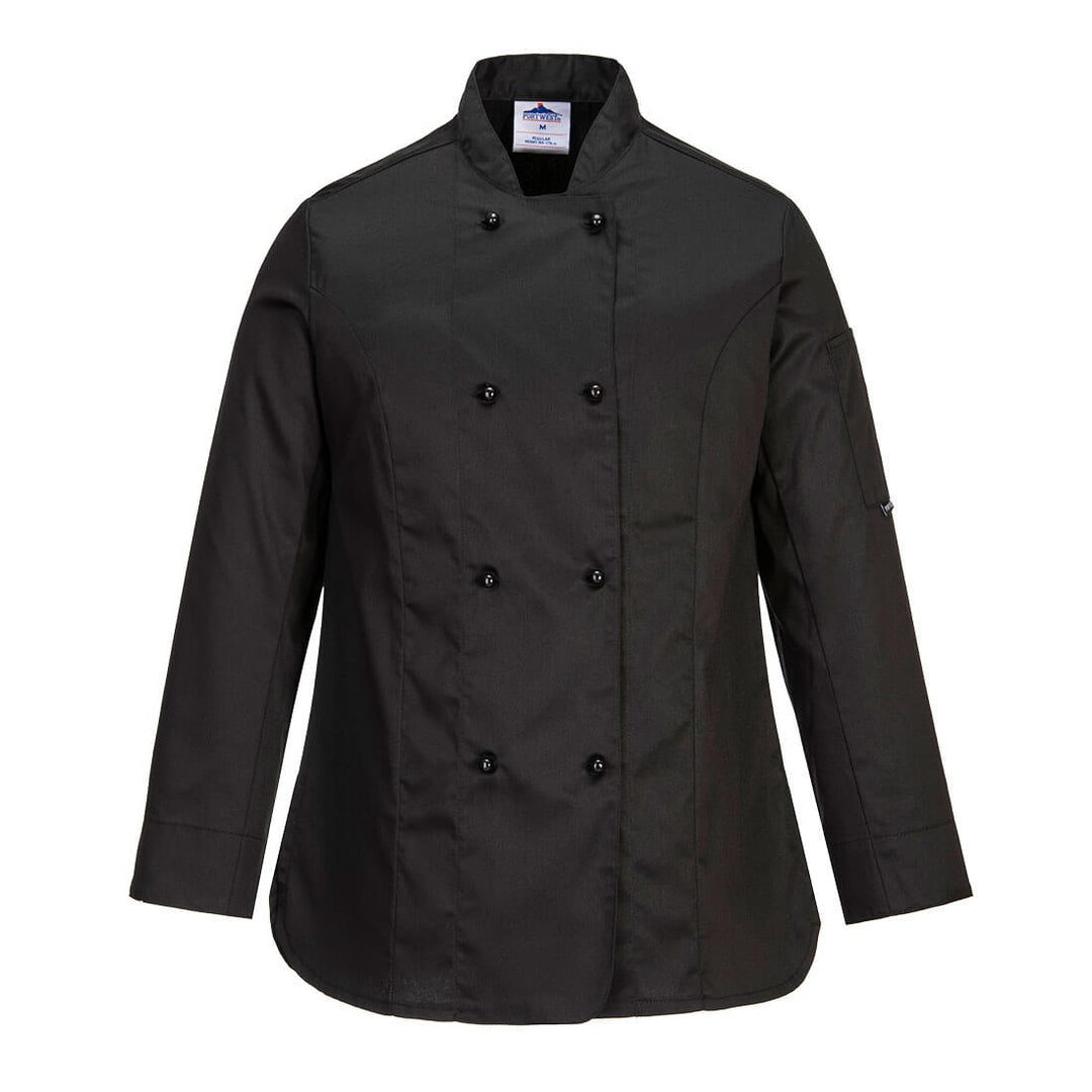 Portwest C837 Rachel Ladies Long Sleeve Chefs Jacket 1#colour_black