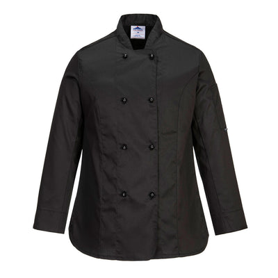 Portwest C837 Rachel Ladies Long Sleeve Chefs Jacket 1#colour_black