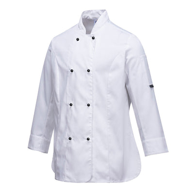Portwest C837 Rachel Ladies Long Sleeve Chefs Jacket 1#colour_white 2#colour_white