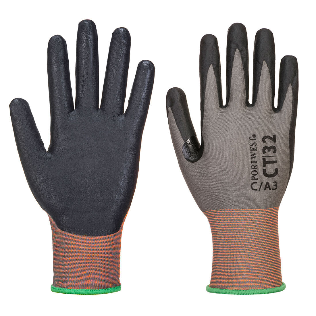 Portwest CT32 CT MR Cut Resistant Micro Foam Nitrile Gloves 1#colour_grey-black