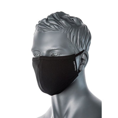 Portwest CV22 2-Ply Anti-Microbial Fabric Face Mask (Pk25) 1#colour_black