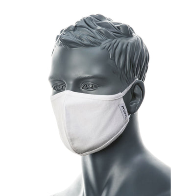 Portwest CV22 2-Ply Anti-Microbial Fabric Face Mask (Pk25) 1#colour_white