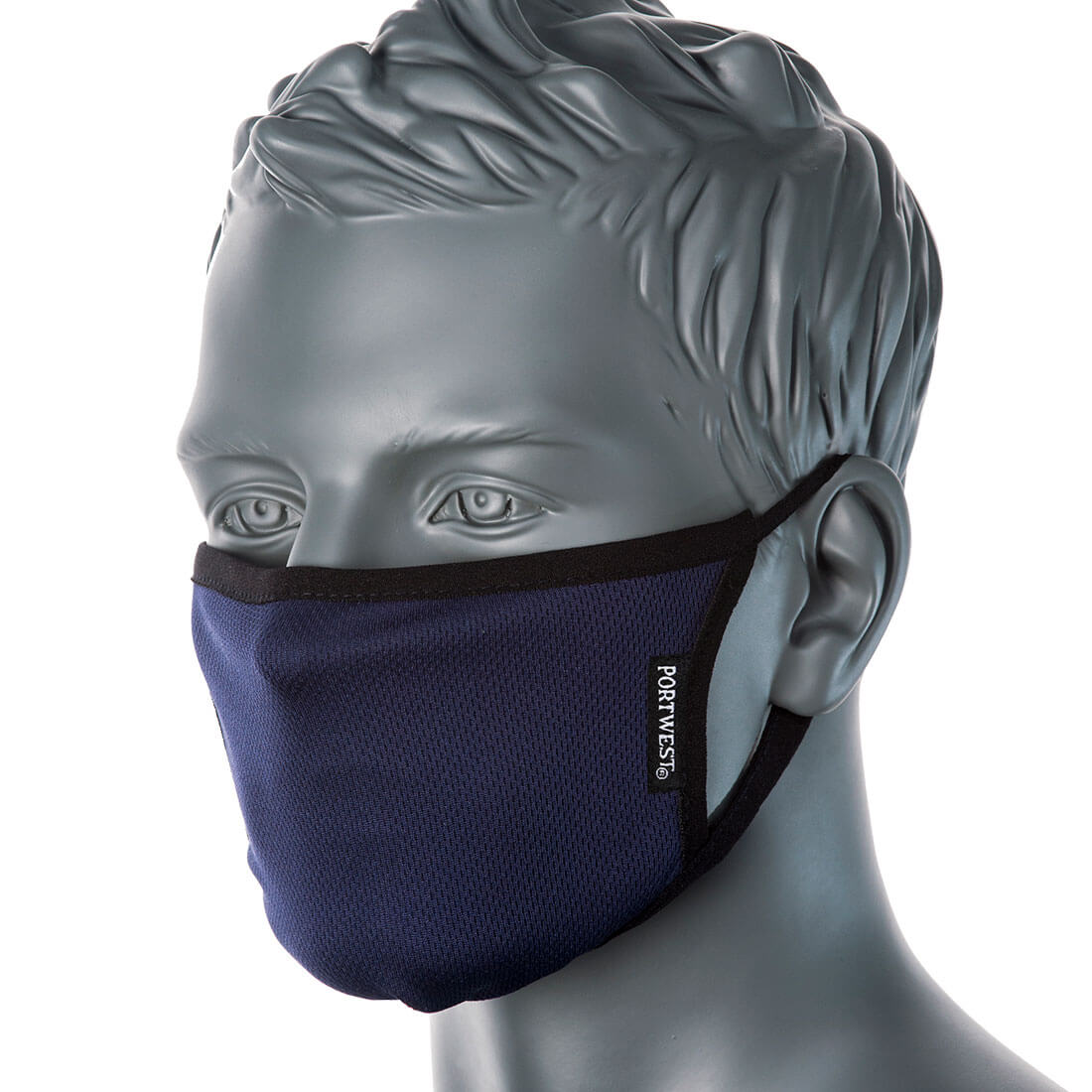 Portwest CV33 3-Ply Anti-Microbial Fabric Face Mask (Pk25) 1#colour_navy