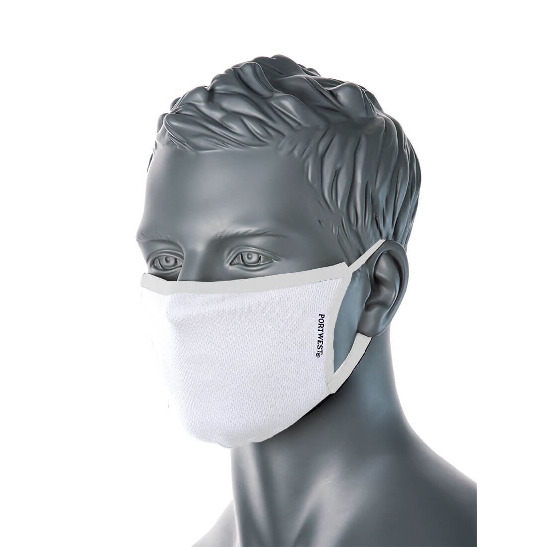 Portwest CV33 3-Ply Anti-Microbial Fabric Face Mask (Pk25) 1#colour_white