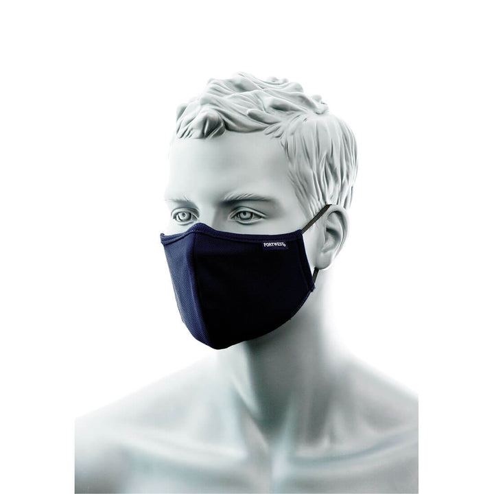 Portwest CV34 2-Ply Anti-Microbial Fabric Face Mask with Nose Band (Pk25) 1#colour_navy