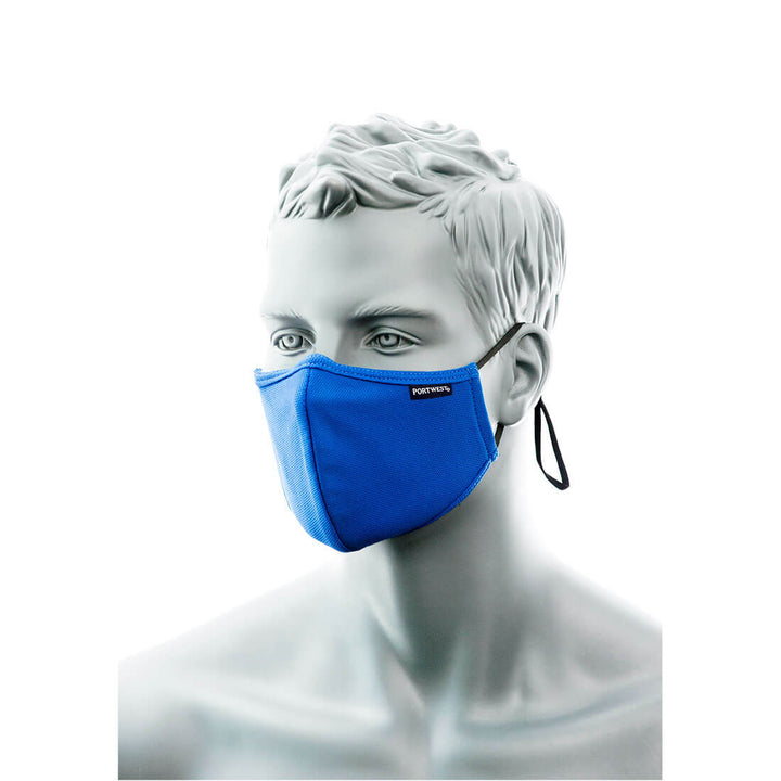 Portwest CV34 2-Ply Anti-Microbial Fabric Face Mask with Nose Band (Pk25), Pack of 25