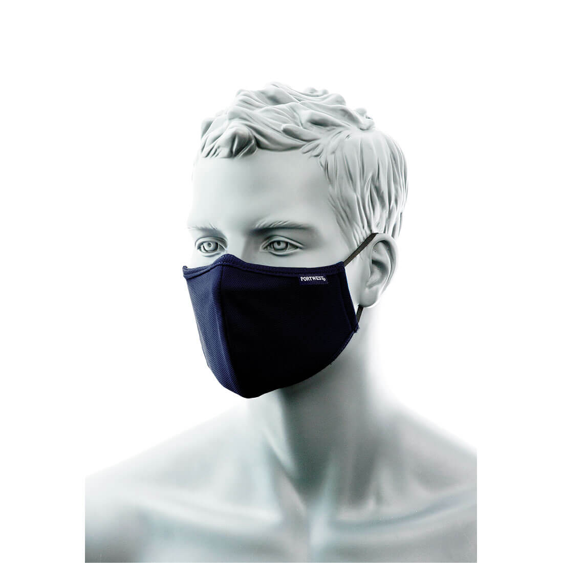 Portwest CV35 3-Ply Anti-Microbial Fabric Face Mask with Nose Band (Pk25) 1#colour_navy