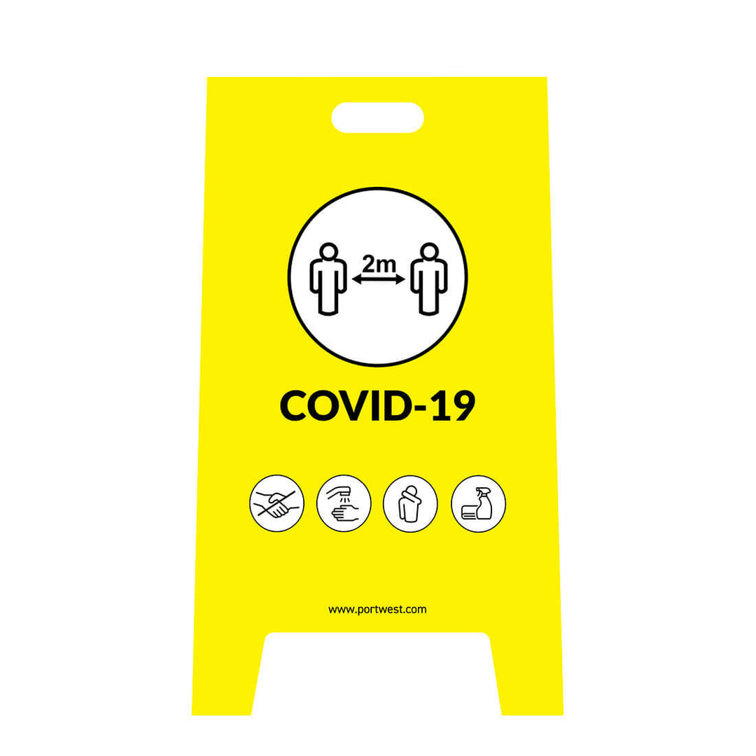 Portwest CV92 Covid A Frame Warning Sign 1#colour_yellow