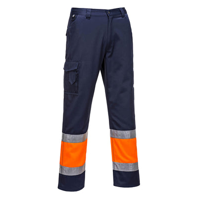 Portwest E049 Hi Vis Two Tone Combat Trousers 1#colour_orange-navy