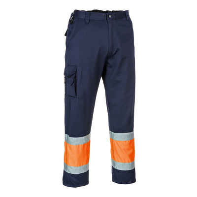 Portwest E049 Hi Vis Two Tone Combat Trousers 1#colour_orange-navy 2#colour_orange-navy
