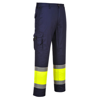 Portwest E049 Hi Vis Two Tone Combat Trousers 1#colour_yellow-navy 2#colour_yellow-navy