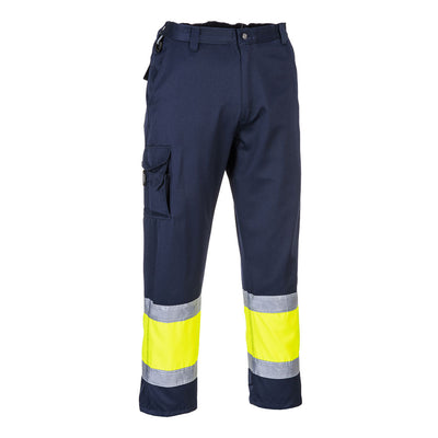 Portwest E049 Hi Vis Two Tone Combat Trousers 1#colour_yellow-navy 2#colour_yellow-navy 3#colour_yellow-navy