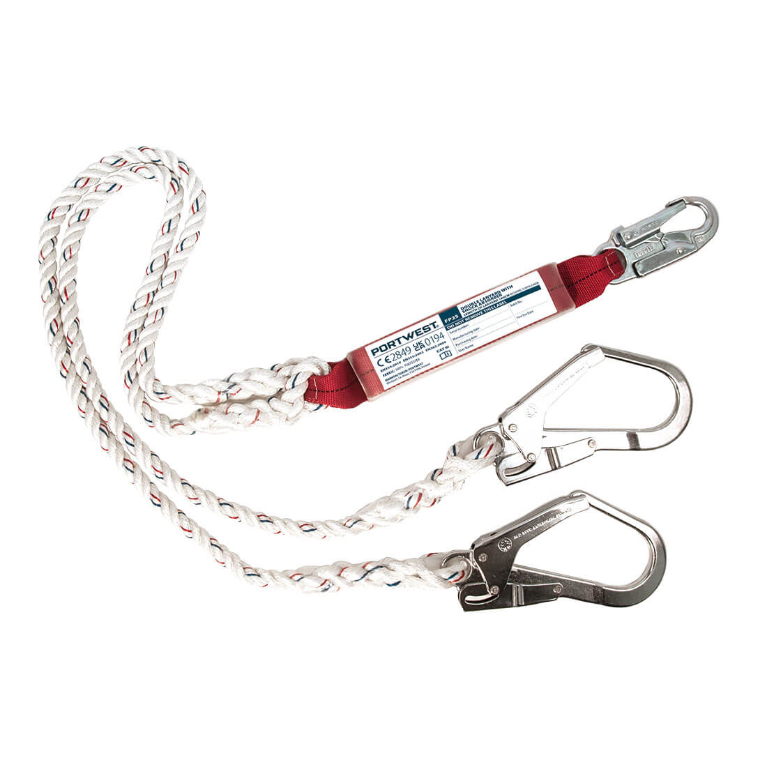 Portwest FP25 Double Lanyard With Shock Absorber 1#colour_white