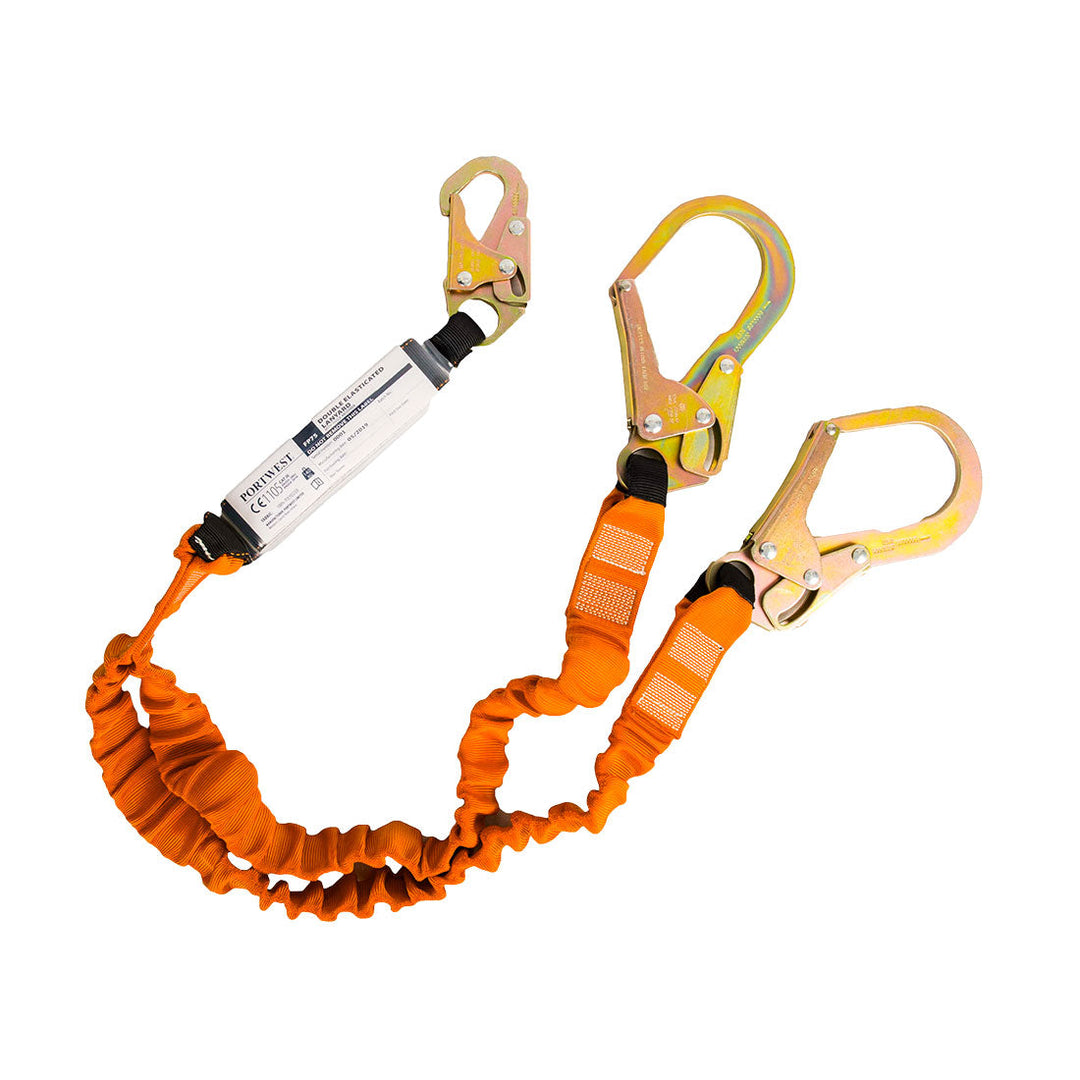 Portwest FP75 Double 140kg Lanyard with Shock Absorber 1#colour_black-orange