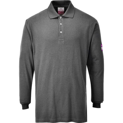 Portwest FR10 Flame Resistant Anti-Static Long Sleeve Polo Shirt 1#colour_grey