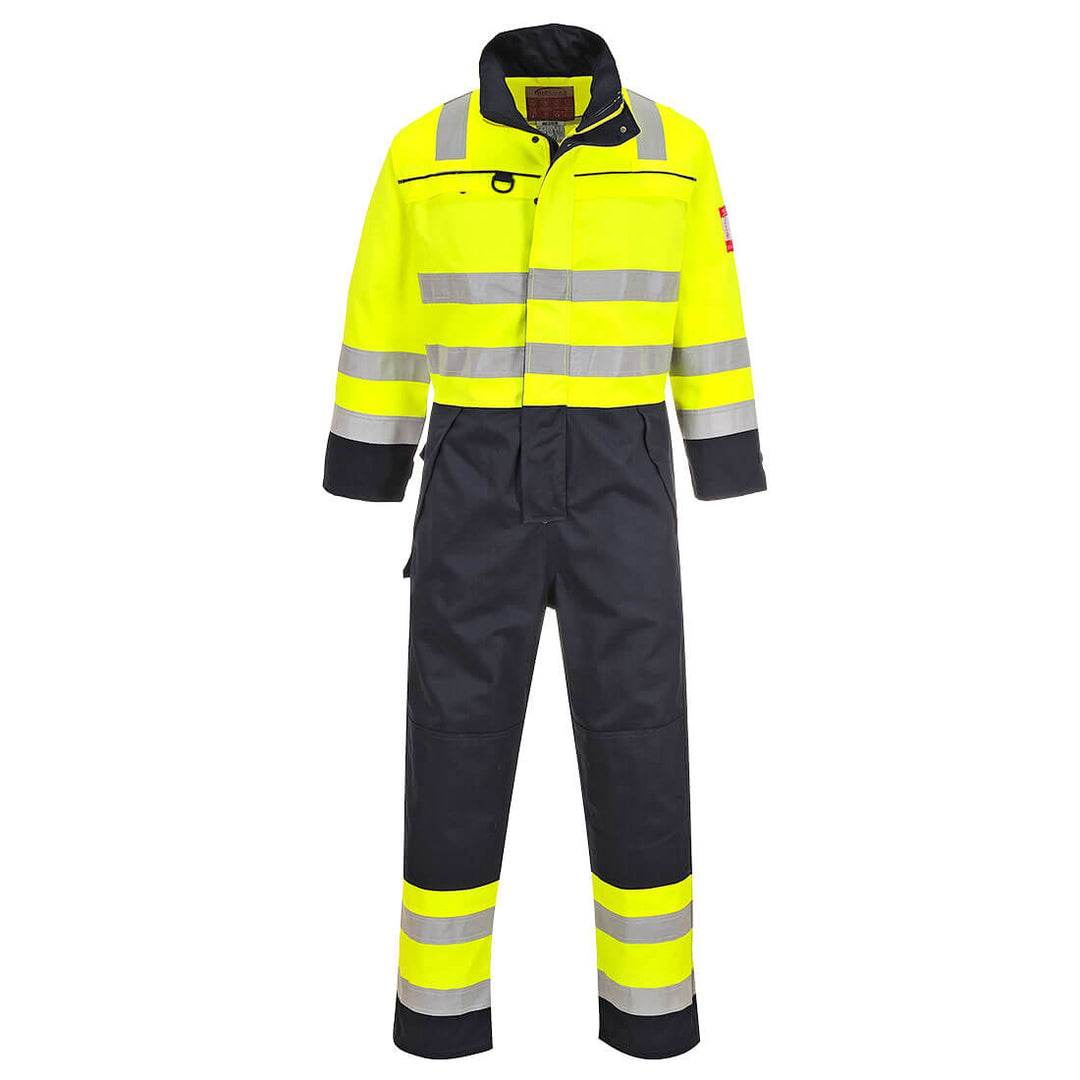 Portwest FR60 Hi Vis Multi-Norm Coveralls 1#colour_yellow-navy