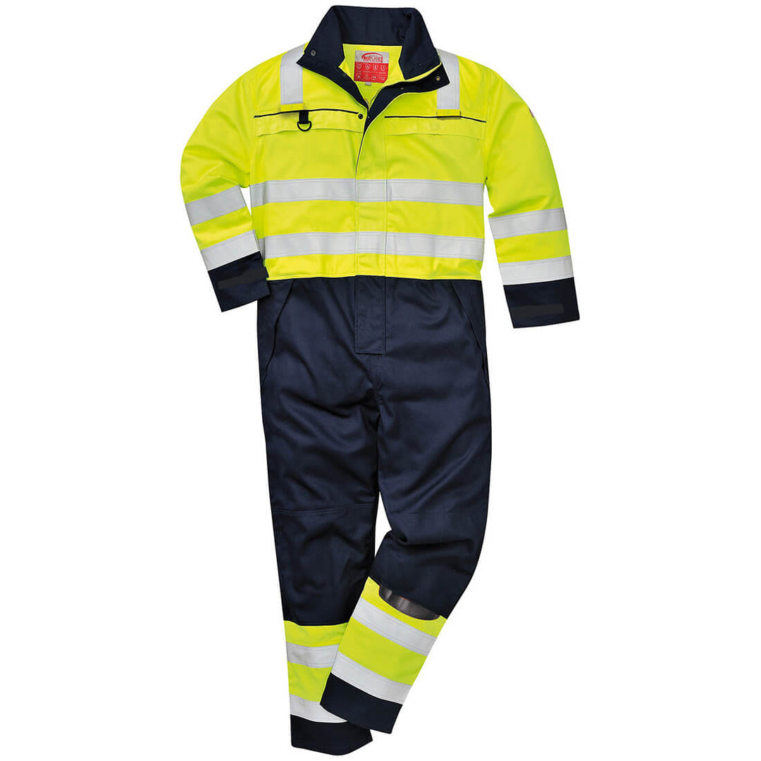 Portwest FR60 Hi Vis Multi-Norm Coveralls 1#colour_yellow-navy 2#colour_yellow-navy