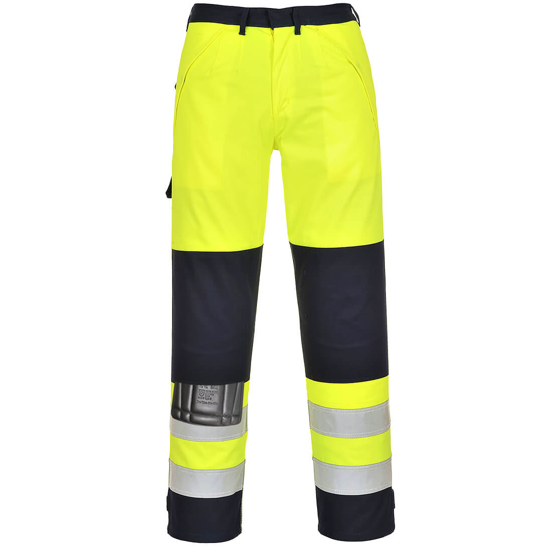 Portwest FR62 Hi Vis Multi-Norm Trousers 1#colour_yellow-navy
